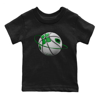 Air Jordan 1 Celtics Sneaker Match Tees Basketball Planet Sneaker Tees AJ1 High OG Lucky Green Sneaker Release Tees Kids Shirts Black 2