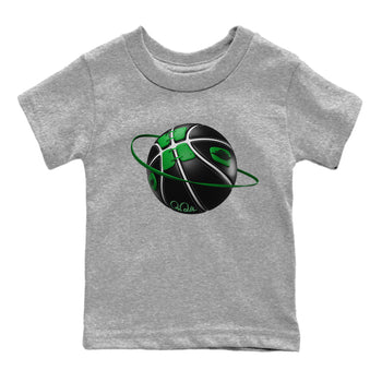 Air Jordan 1 Celtics Sneaker Match Tees Basketball Planet Sneaker Tees AJ1 High OG Lucky Green Sneaker Release Tees Kids Shirts Heather Grey 2