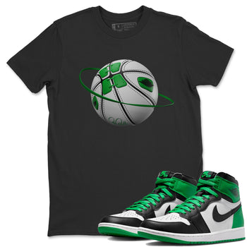 Air Jordan 1 Celtics Sneaker Match Tees Basketball Planet Sneaker Tees AJ1 High OG Lucky Green Sneaker Release Tees Unisex Shirts Black 1