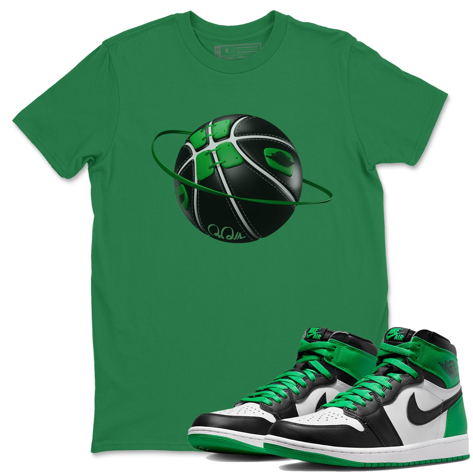 Air Jordan 1 Celtics Sneaker Match Tees Basketball Planet Sneaker Tees AJ1 High OG Lucky Green Sneaker Release Tees Unisex Shirts Kelly Green 1