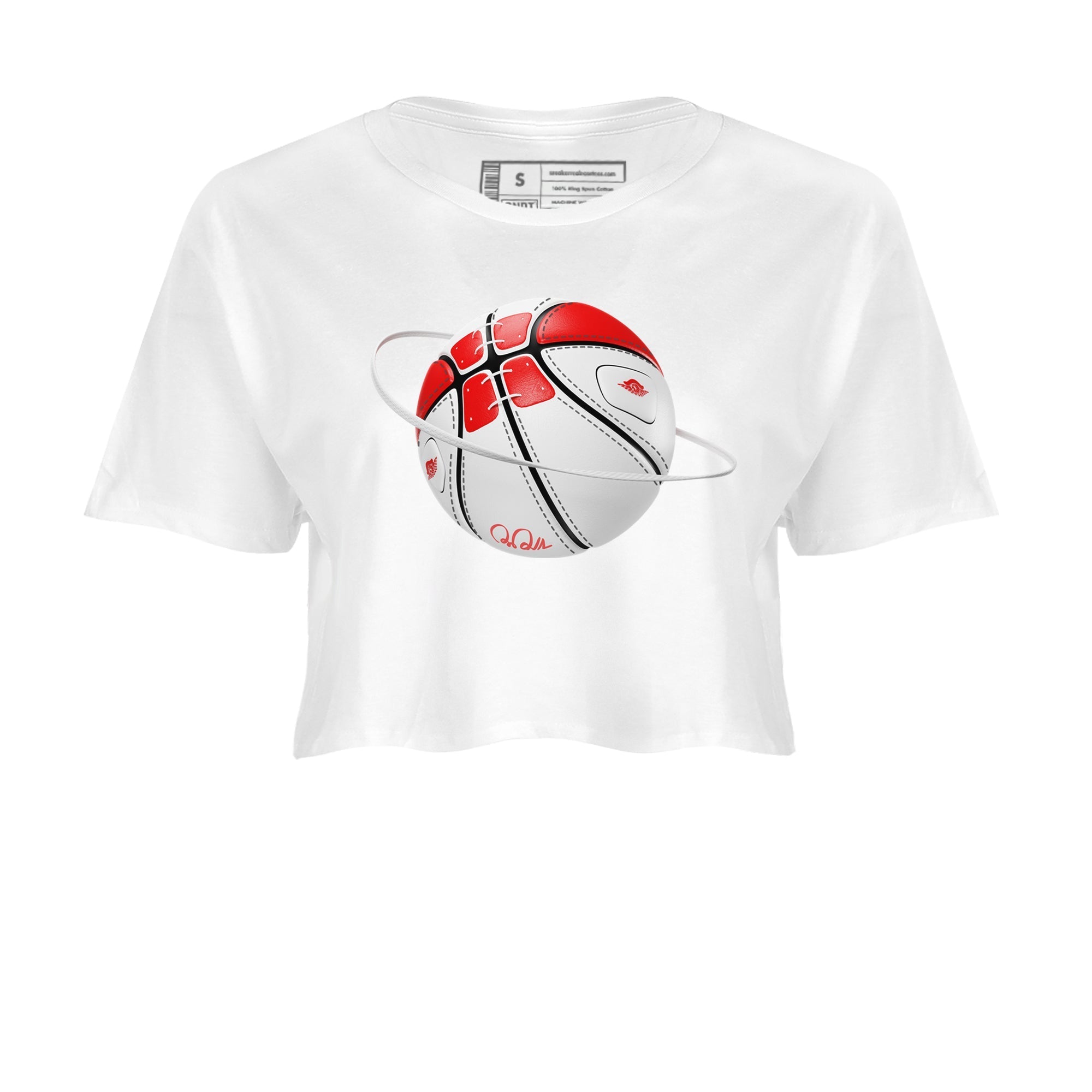 Jordan 1 Low University Red shirt to match jordans Basketball Planet sneakertees AJ1 Low University Red SNRT Sneaker Release Tees White 2 Crop T-Shirt