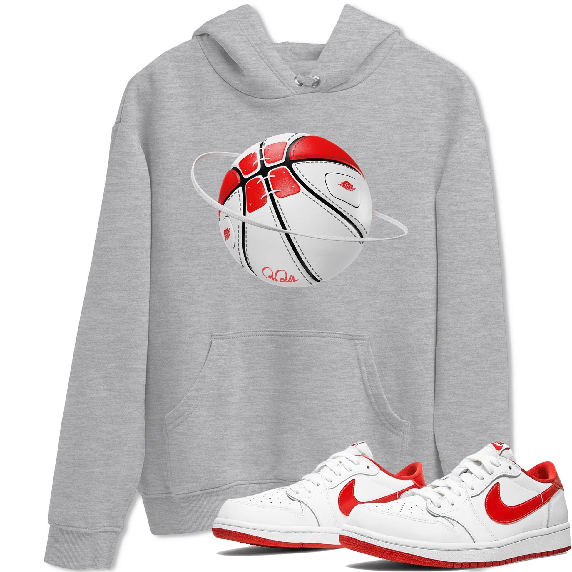 Jordan 1 Low University Red shirt to match jordans Basketball Planet sneakertees AJ1 Low University Red SNRT Sneaker Release Tees Unisex Heather Grey 1 T-Shirt