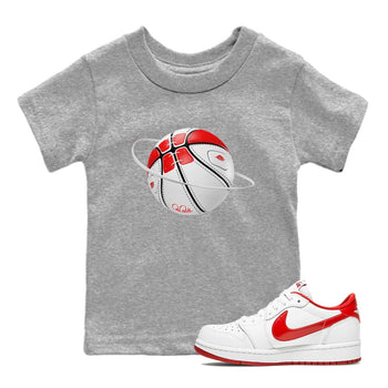 Jordan 1 Low University Red shirt to match jordans Basketball Planet sneakertees AJ1 Low University Red SNRT Sneaker Release Tees Baby Toddler Heather Grey 1 T-Shirt