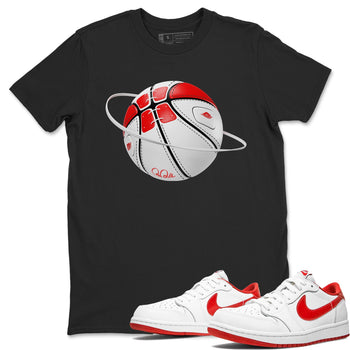 Jordan 1 Low University Red shirt to match jordans Basketball Planet sneakertees AJ1 Low University Red SNRT Sneaker Release Tees Unisex Black 1 T-Shirt