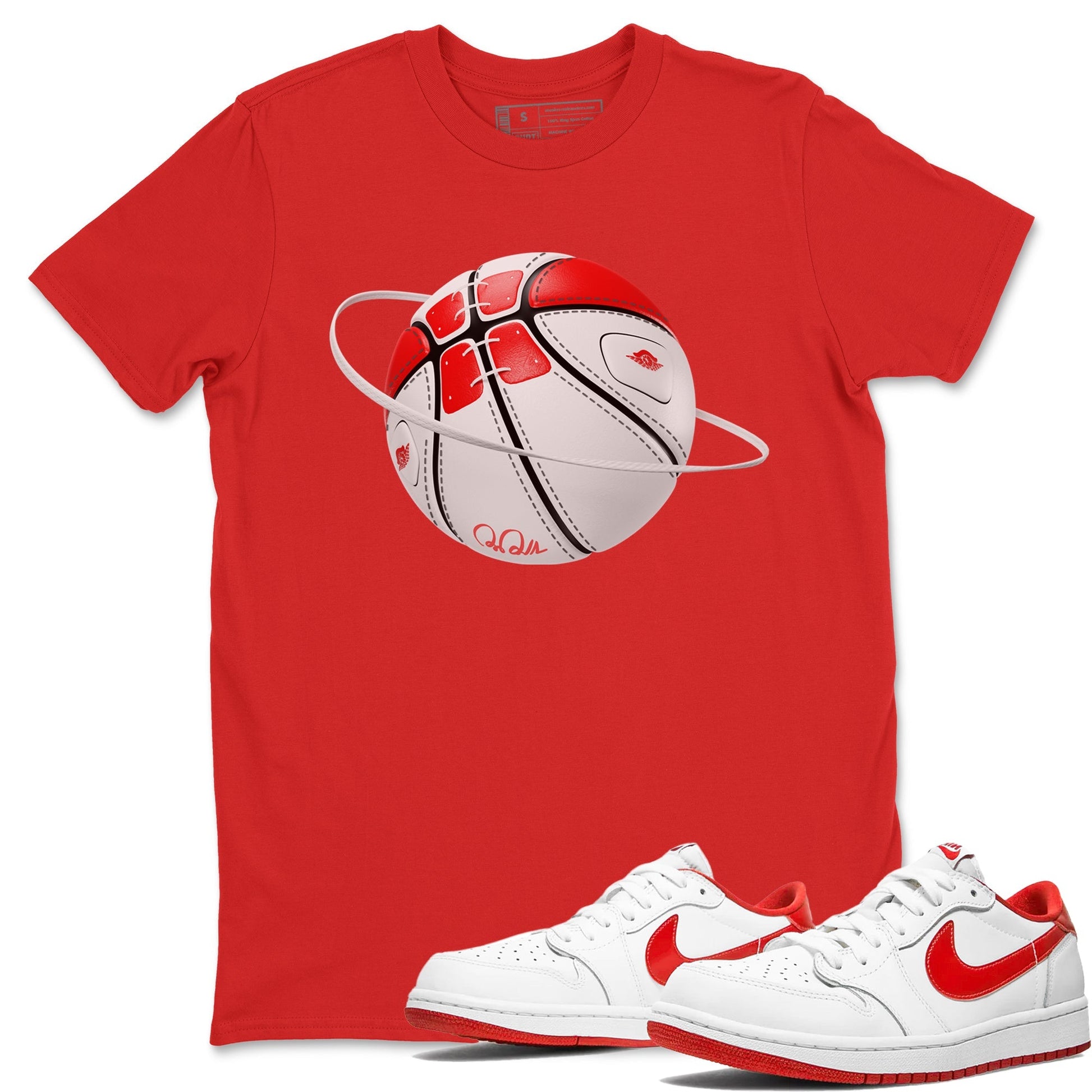 Jordan 1 Low University Red shirt to match jordans Basketball Planet sneakertees AJ1 Low University Red SNRT Sneaker Release Tees Unisex Red 1 T-Shirt