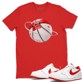 Jordan 1 Low University Red shirt to match jordans Basketball Planet sneakertees AJ1 Low University Red SNRT Sneaker Release Tees Unisex Red 1 T-Shirt