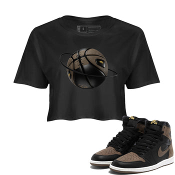 Air Jordan 1 Palomino shirt to match jordans Basketball Planet sneaker tees AJ1 High Palomino SNRT Sneaker Release Tees Black 1 Crop T-Shirt