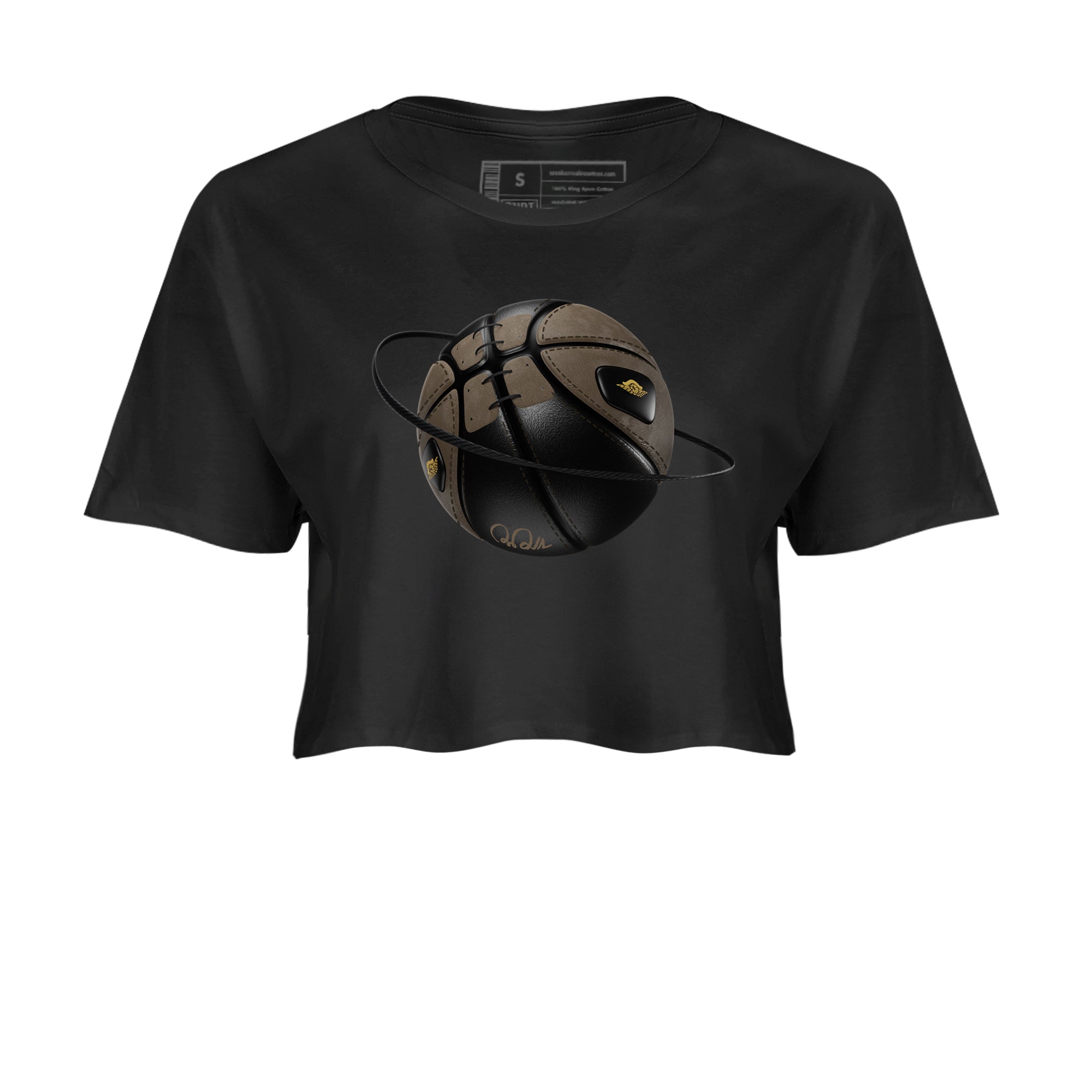 Air Jordan 1 Palomino shirt to match jordans Basketball Planet sneaker tees AJ1 High Palomino SNRT Sneaker Release Tees Black 2 Crop T-Shirt
