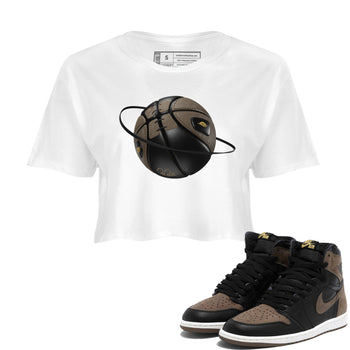 Air Jordan 1 Palomino shirt to match jordans Basketball Planet sneaker tees AJ1 High Palomino SNRT Sneaker Release Tees White 1 Crop T-Shirt