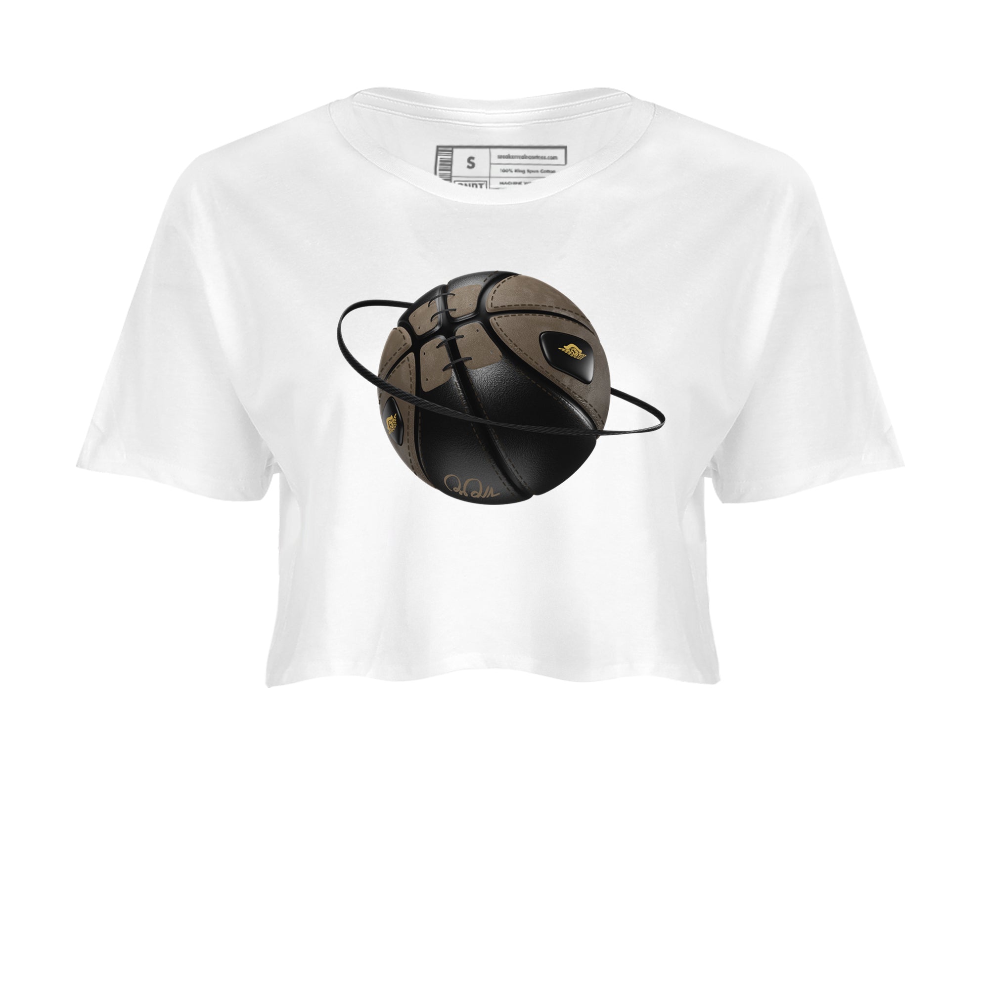 Air Jordan 1 Palomino shirt to match jordans Basketball Planet sneaker tees AJ1 High Palomino SNRT Sneaker Release Tees White 2 Crop T-Shirt