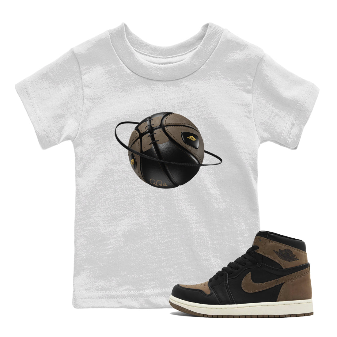 Air Jordan 1 Palomino shirt to match jordans Basketball Planet sneaker tees AJ1 High Palomino SNRT Sneaker Release Tees Baby Toddler White 1 T-Shirt