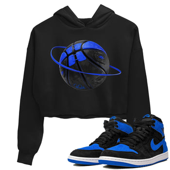 Air Jordan 1 Royal Reimagined shirt to match jordans Basketball Planet sneaker tees AJ1 OG HIGH Royal Reimagined SNRT Sneaker Release Tees Black 1 Crop T-Shirt