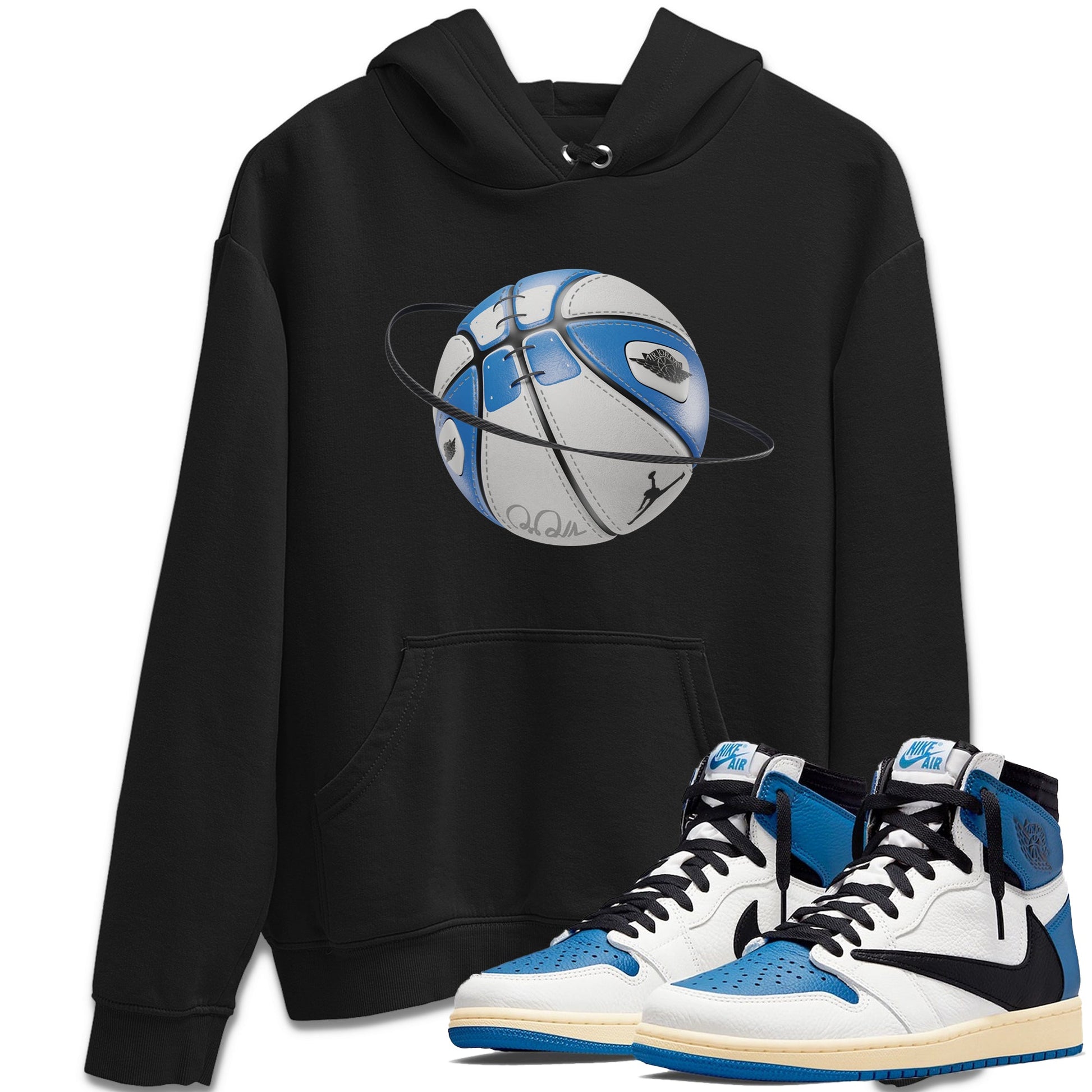 Air Jordan 1 Travis Scott Fragment Sneaker Match Tees Basketball Planet Sneaker Tees AJ1 OG High Travis Scott Fragment Sneaker Release Tees Unisex Shirts Black 1