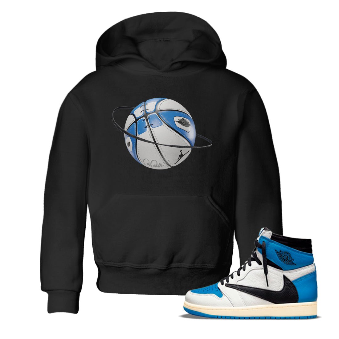 Air Jordan 1 Travis Scott Fragment Sneaker Match Tees Basketball Planet Sneaker Tees AJ1 OG High Travis Scott Fragment Sneaker Release Tees Kids Shirts Black 1
