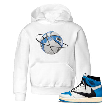 Air Jordan 1 Travis Scott Fragment Sneaker Match Tees Basketball Planet Sneaker Tees AJ1 OG High Travis Scott Fragment Sneaker Release Tees Kids Shirts White 1