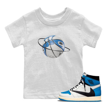 Air Jordan 1 Travis Scott Fragment Sneaker Match Tees Basketball Planet Sneaker Tees AJ1 OG High Travis Scott Fragment Sneaker Release Tees Kids Shirts White 1