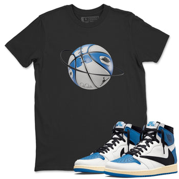 Air Jordan 1 Travis Scott Fragment Sneaker Match Tees Basketball Planet Sneaker Tees AJ1 OG High Travis Scott Fragment Sneaker Release Tees Unisex Shirts Black 1