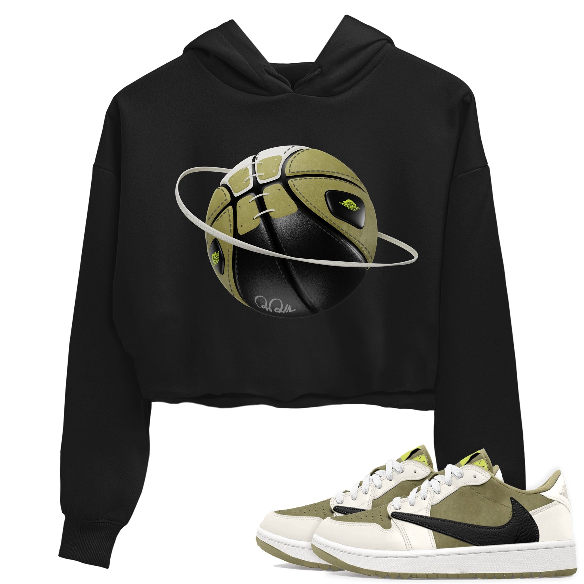 Air Jordan 1 Travis Scott Golf, Basketball Planet Crop T-Shirt