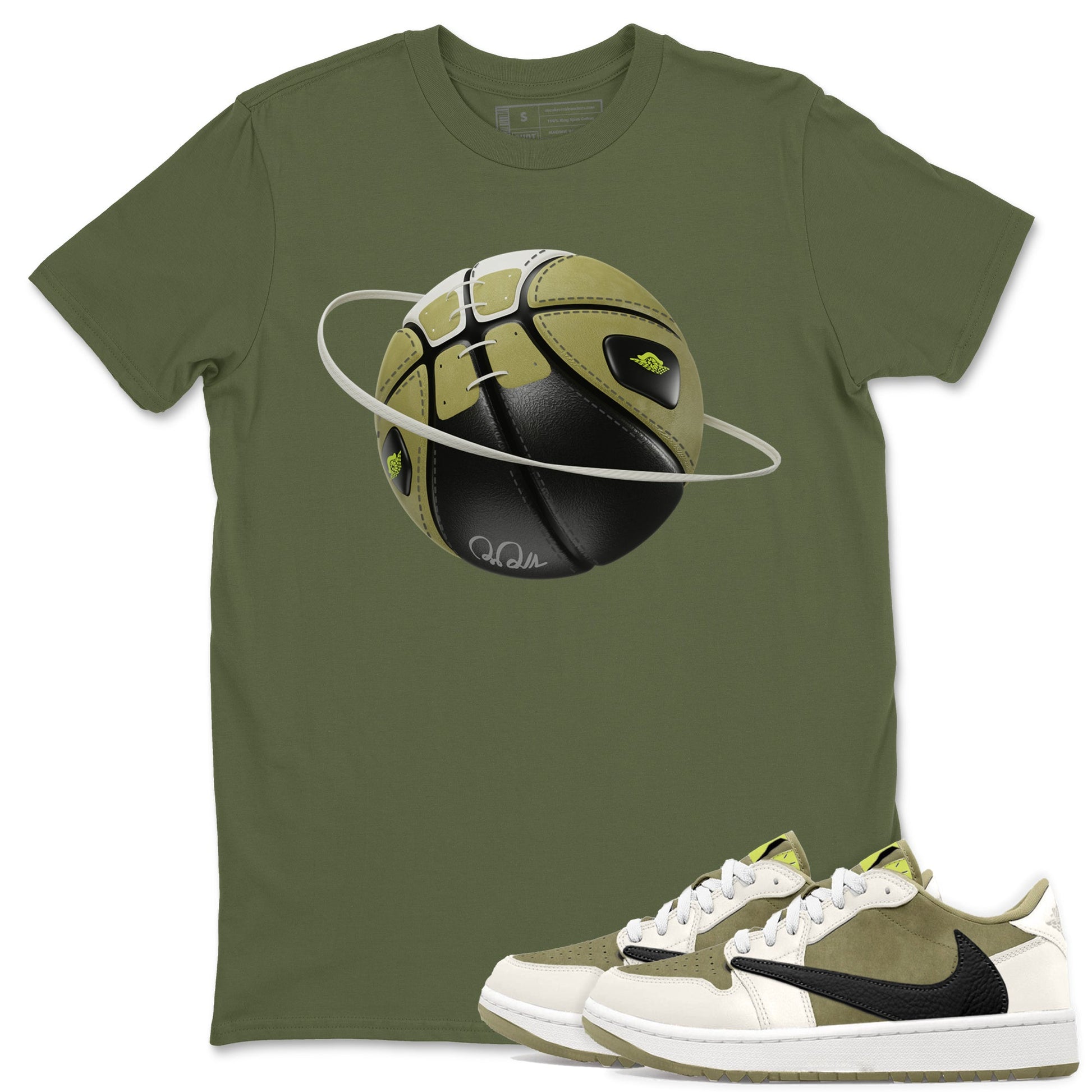 SNRT Sneaker Tee Air Jordan 1 Travis Scott Golf | Basketball Planet Unisex T-Shirt | SNRT Sneaker Release Tees T-Shirt / Military Green / L