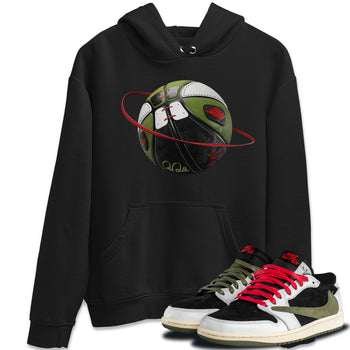 Air Jordan 1 Travis Scott Olive Sneaker Match Tees Basketball Planet Sneaker Tees AJ1 OG Travis Scott Olive Sneaker Release Tees Unisex Shirts Black 1