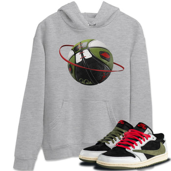 Air Jordan 1 Travis Scott Olive Sneaker Match Tees Basketball Planet Sneaker Tees AJ1 OG Travis Scott Olive Sneaker Release Tees Unisex Shirts Heather Grey 1