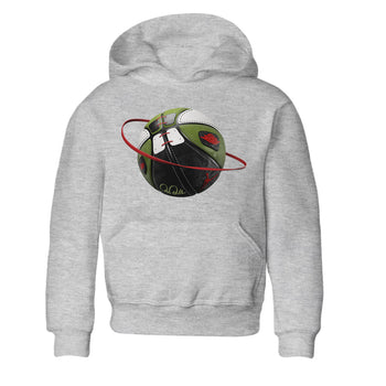 Air Jordan 1 Travis Scott Olive Sneaker Match Tees Basketball Planet Sneaker Tees AJ1 OG Travis Scott Olive Sneaker Release Tees Kids Shirts Heather Grey 2