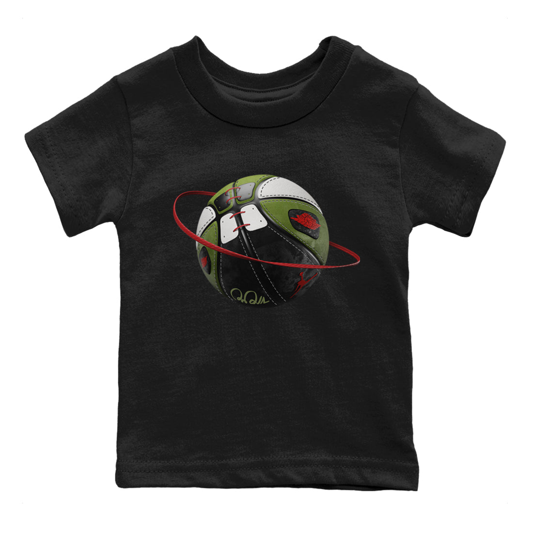 Air Jordan 1 Travis Scott Olive Sneaker Match Tees Basketball Planet Sneaker Tees AJ1 OG Travis Scott Olive Sneaker Release Tees Kids Shirts Black 2