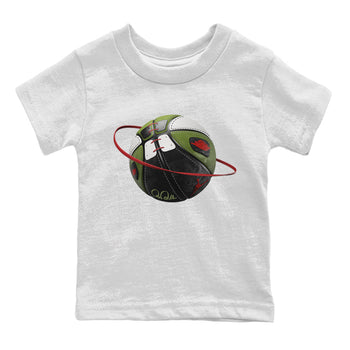 Air Jordan 1 Travis Scott Olive Sneaker Match Tees Basketball Planet Sneaker Tees AJ1 OG Travis Scott Olive Sneaker Release Tees Kids Shirts White 2