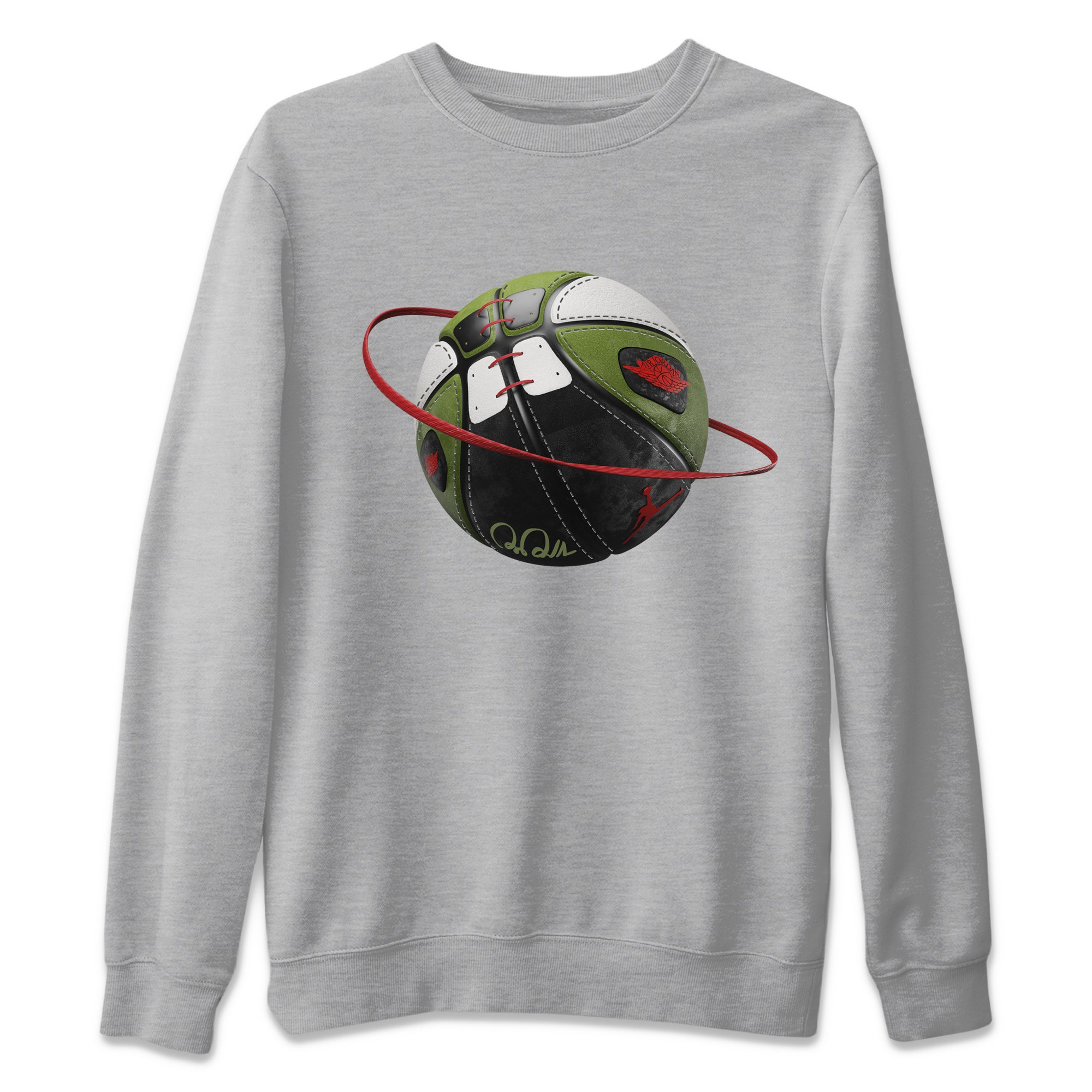 Air Jordan 1 Travis Scott Olive Sneaker Match Tees Basketball Planet Sneaker Tees AJ1 OG Travis Scott Olive Sneaker Release Tees Unisex Shirts Heather Grey 2