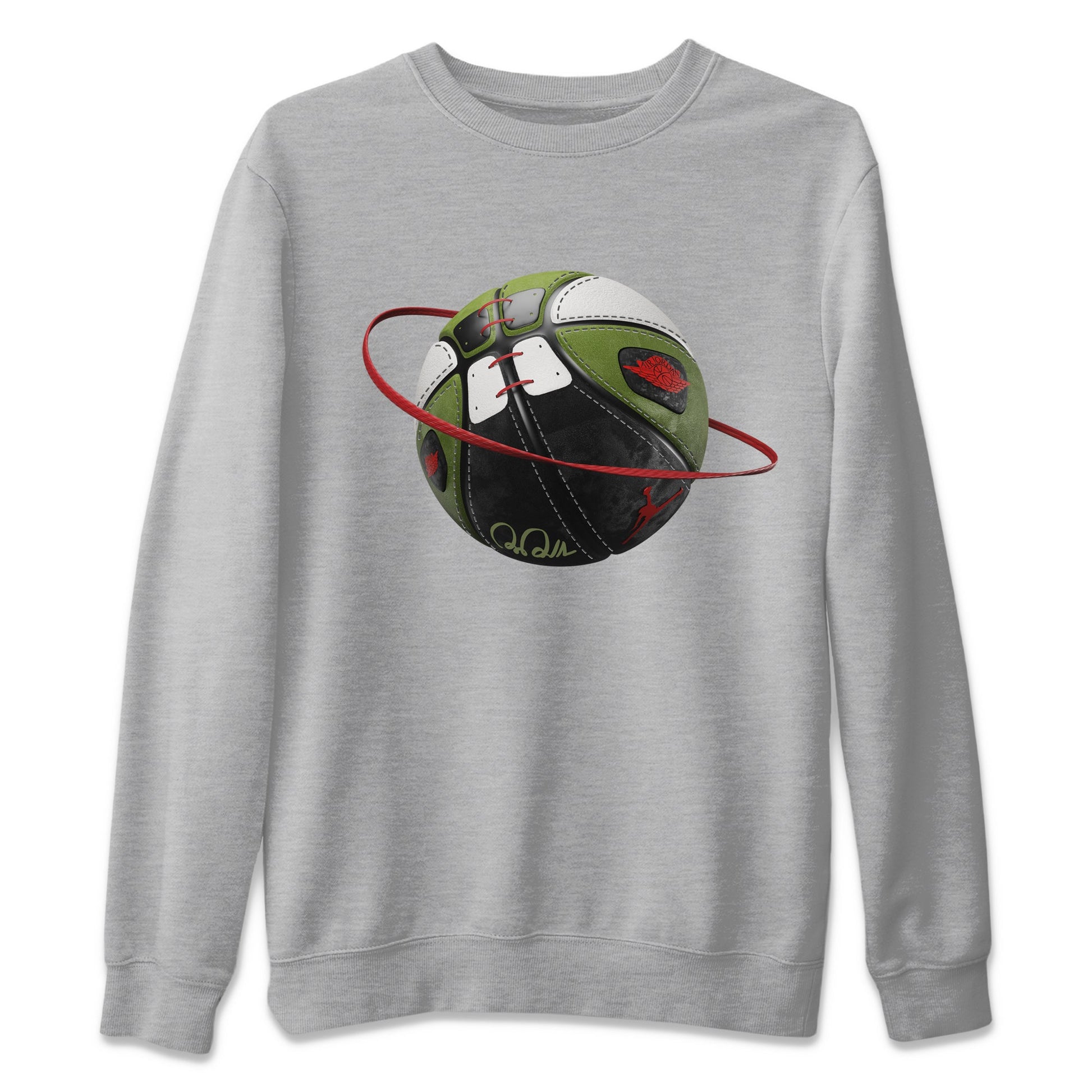 Air Jordan 1 Travis Scott Olive Sneaker Match Tees Basketball Planet Sneaker Tees AJ1 OG Travis Scott Olive Sneaker Release Tees Unisex Shirts Heather Grey 2