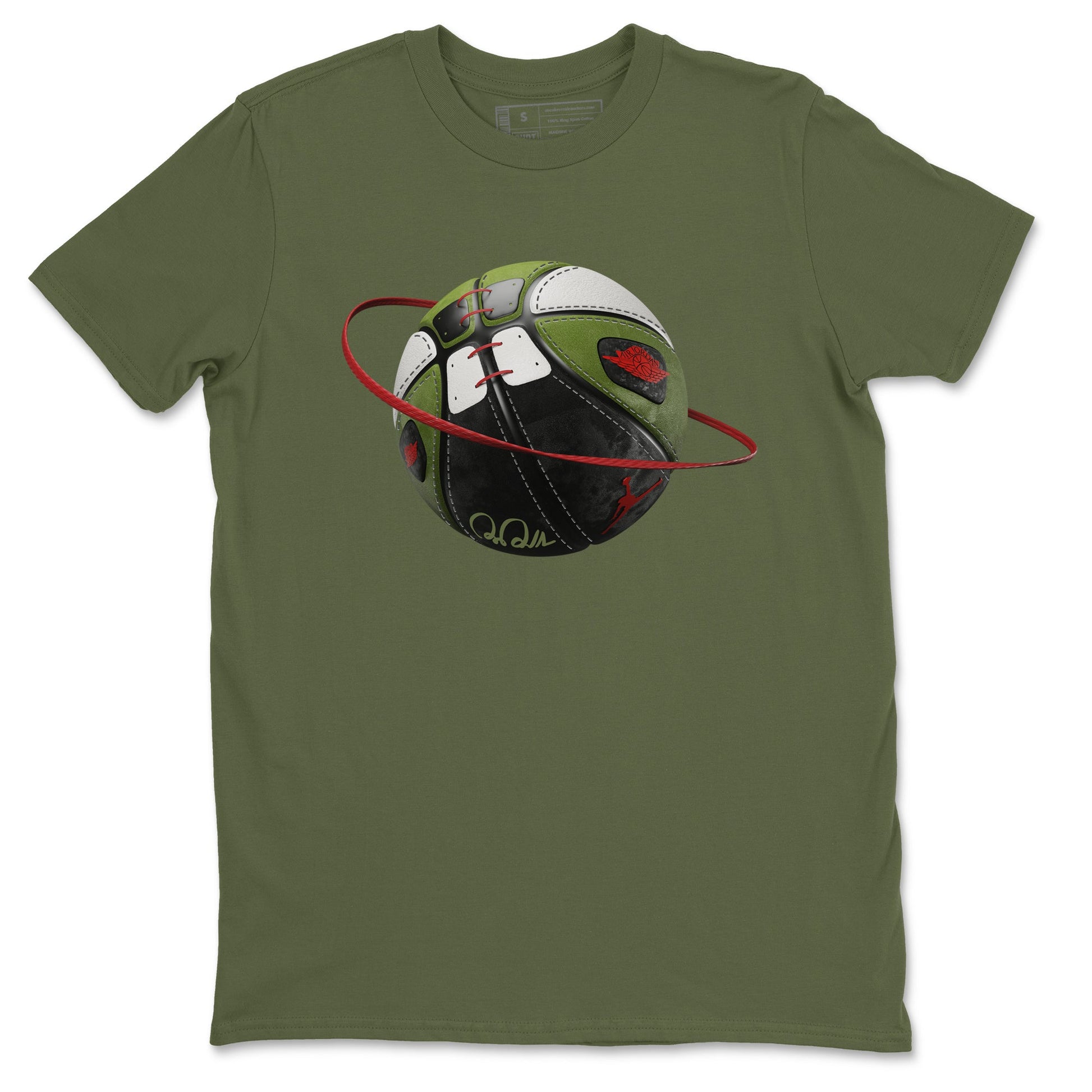 Air Jordan 1 Travis Scott Olive Sneaker Match Tees Basketball Planet Sneaker Tees AJ1 OG Travis Scott Olive Sneaker Release Tees Unisex Shirts Military Green 2