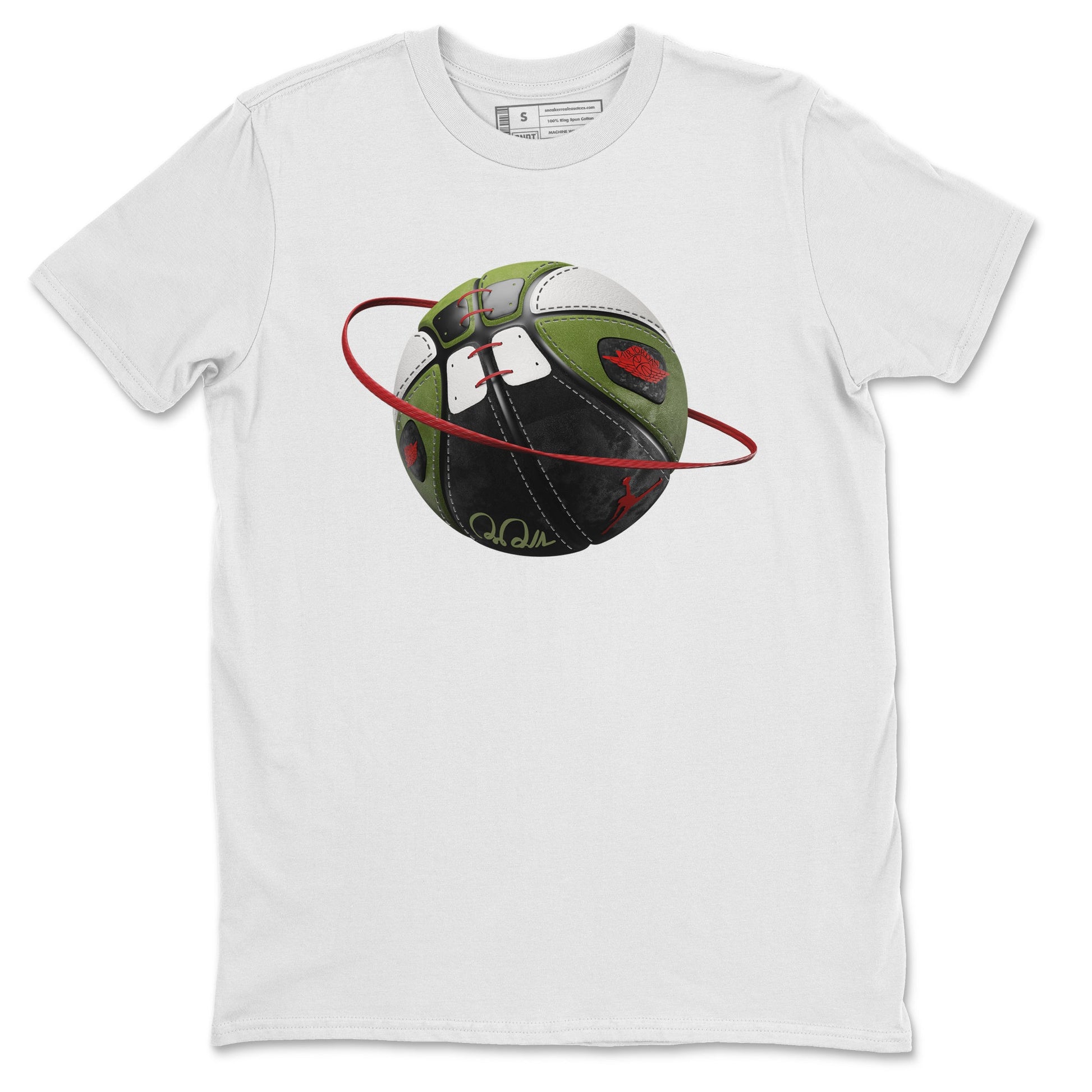Air Jordan 1 Travis Scott Olive Sneaker Match Tees Basketball Planet Sneaker Tees AJ1 OG Travis Scott Olive Sneaker Release Tees Unisex Shirts White 2