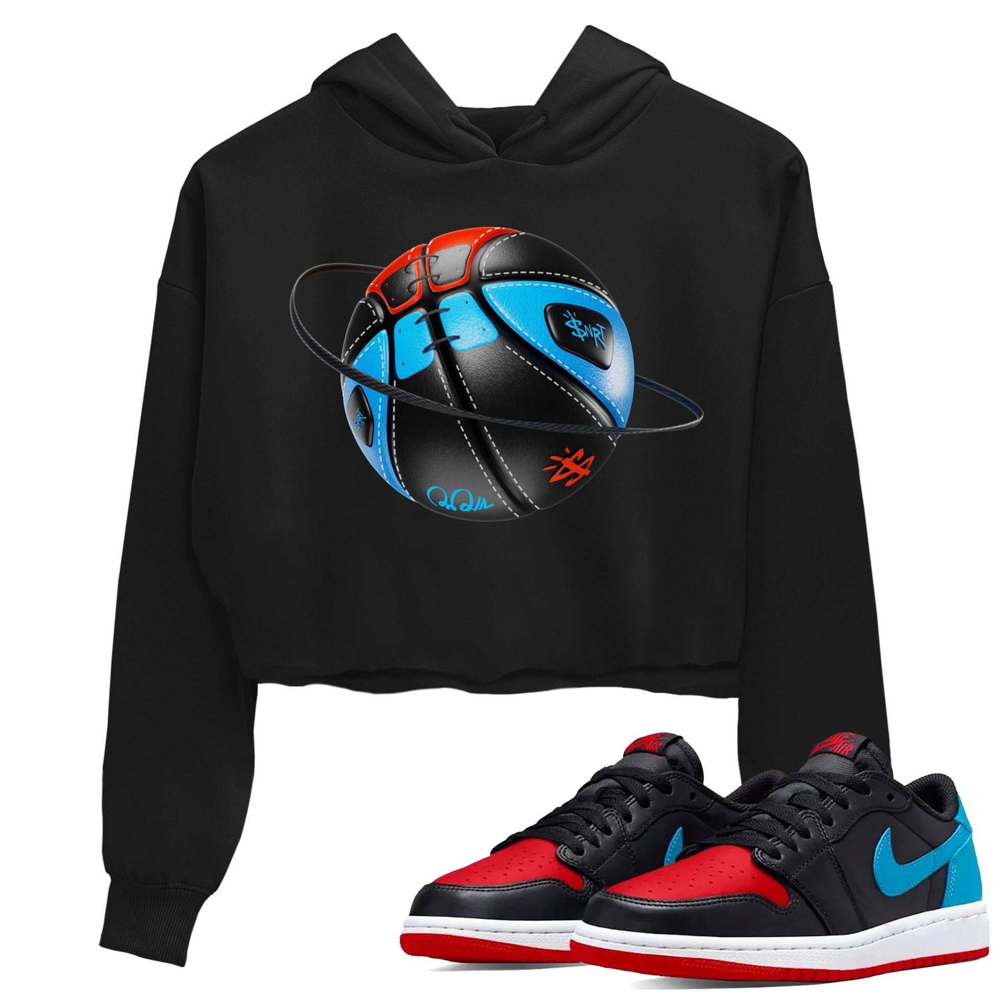 Air Jordan 1 UNC to Chicago Sneaker Match Tees Basketball Planet Sneaker Tees AJ1 UNC to Chicago Sneaker Release Tees Women's Shirts Black 1