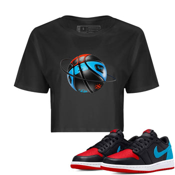 Air Jordan 1 UNC to Chicago Sneaker Match Tees Basketball Planet Sneaker Tees AJ1 UNC to Chicago Sneaker Release Tees Women's Shirts Black 1
