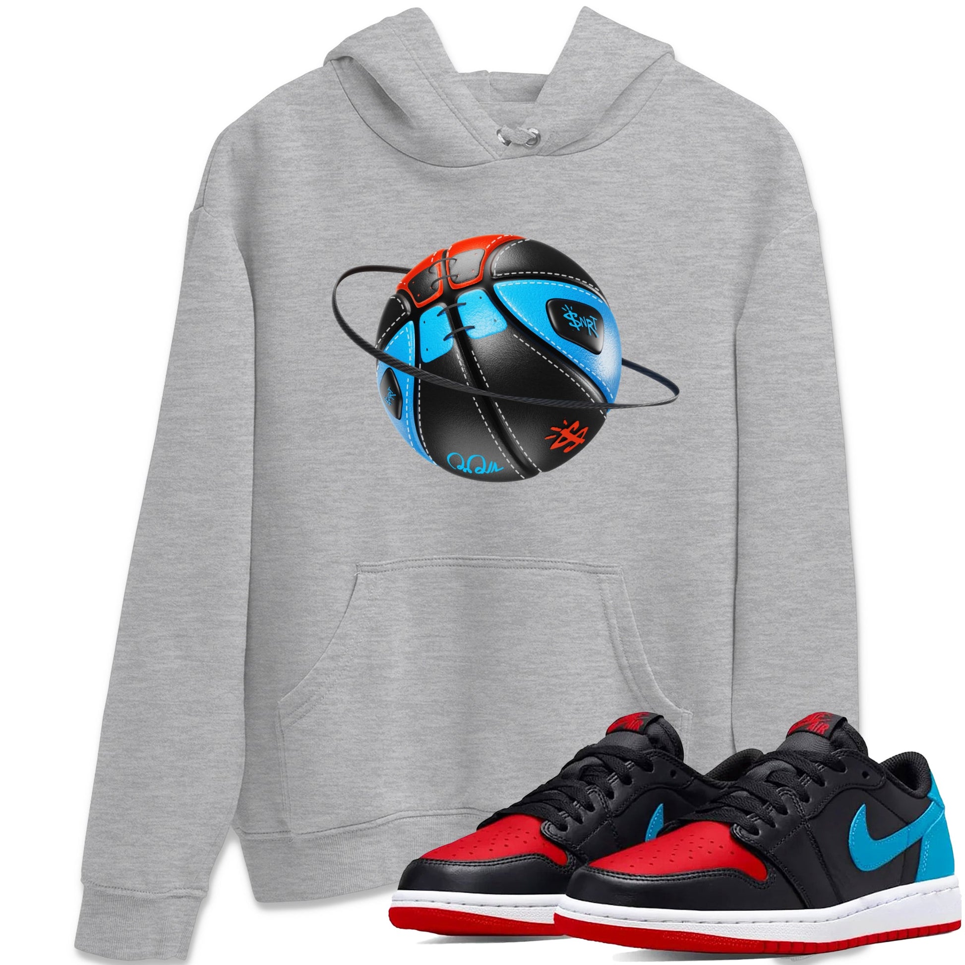 Air Jordan 1 UNC to Chicago Sneaker Match Tees Basketball Planet Sneaker Tees AJ1 UNC to Chicago Sneaker Release Tees Unisex Shirts Heather Grey 1
