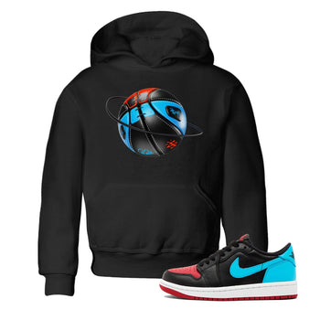 Air Jordan 1 UNC to Chicago Sneaker Match Tees Basketball Planet Sneaker Tees AJ1 UNC to Chicago Sneaker Release Tees Kids Shirts Black 1