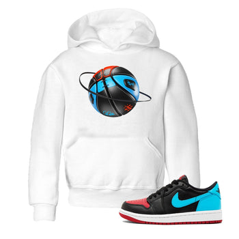 Air Jordan 1 UNC to Chicago Sneaker Match Tees Basketball Planet Sneaker Tees AJ1 UNC to Chicago Sneaker Release Tees Kids Shirts White 1