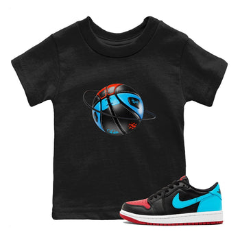 Air Jordan 1 UNC to Chicago Sneaker Match Tees Basketball Planet Sneaker Tees AJ1 UNC to Chicago Sneaker Release Tees Kids Shirts Black 1