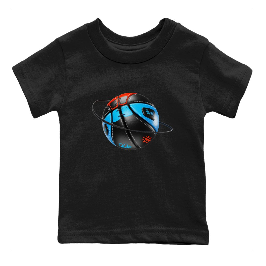 Air Jordan 1 UNC to Chicago Sneaker Match Tees Basketball Planet Sneaker Tees AJ1 UNC to Chicago Sneaker Release Tees Kids Shirts Black 2