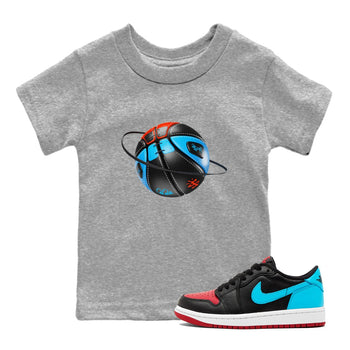 Air Jordan 1 UNC to Chicago Sneaker Match Tees Basketball Planet Sneaker Tees AJ1 UNC to Chicago Sneaker Release Tees Kids Shirts Heather Grey 1