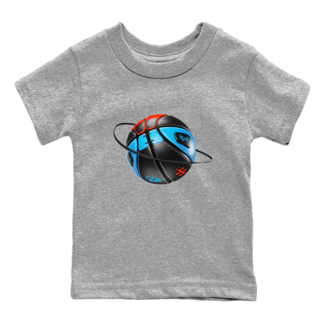 Air Jordan 1 UNC to Chicago Sneaker Match Tees Basketball Planet Sneaker Tees AJ1 UNC to Chicago Sneaker Release Tees Kids Shirts Heather Grey 2