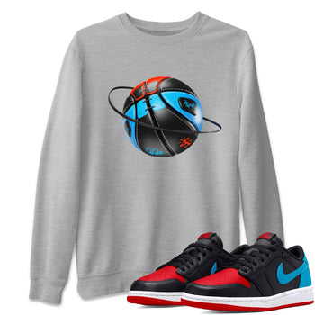 Air Jordan 1 UNC to Chicago Sneaker Match Tees Basketball Planet Sneaker Tees AJ1 UNC to Chicago Sneaker Release Tees Unisex Shirts Heather Grey 1