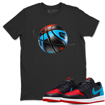 Air Jordan 1 UNC to Chicago Sneaker Match Tees Basketball Planet Sneaker Tees AJ1 UNC to Chicago Sneaker Release Tees Unisex Shirts Black 1