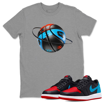 Air Jordan 1 UNC to Chicago Sneaker Match Tees Basketball Planet Sneaker Tees AJ1 UNC to Chicago Sneaker Release Tees Unisex Shirts Heather Grey 1