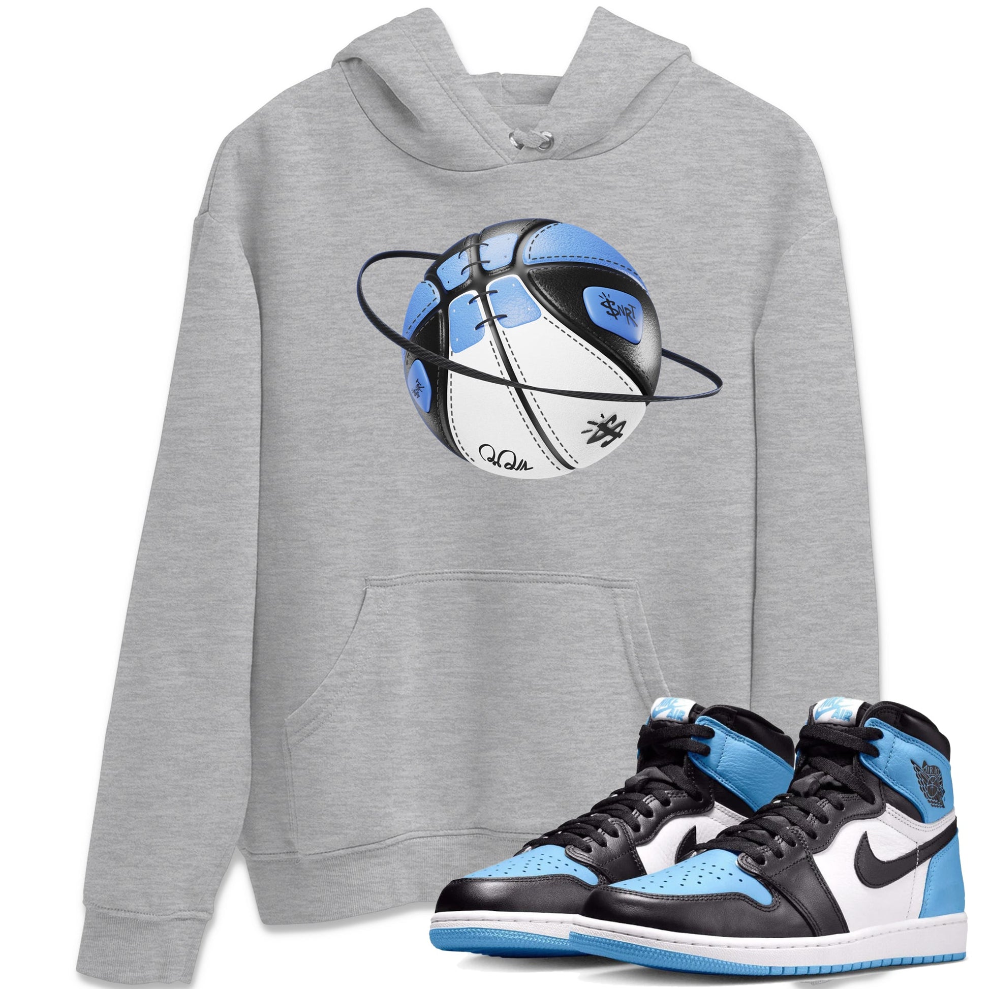 Air Jordan 1 Retro High OG UNC Toe Shirt to match Jordans Basketball Planet Sneaker Tees 1s UNC Toe SNRT Sneaker Release Tees Crew Neck T-Shirts Heather Grey 1
