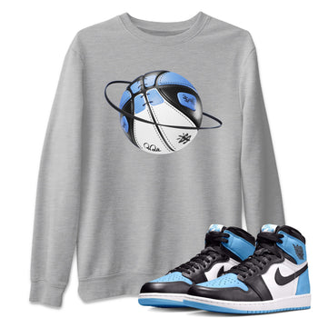 Air Jordan 1 Retro High OG UNC Toe Shirt to match Jordans Basketball Planet Sneaker Tees 1s UNC Toe SNRT Sneaker Release Tees Crew Neck T-Shirts Heather Grey 1