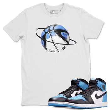 Air Jordan 1 Retro High OG UNC Toe Shirt to match Jordans Basketball Planet Sneaker Tees 1s UNC Toe SNRT Sneaker Release Tees Crew Neck T-Shirts White 1