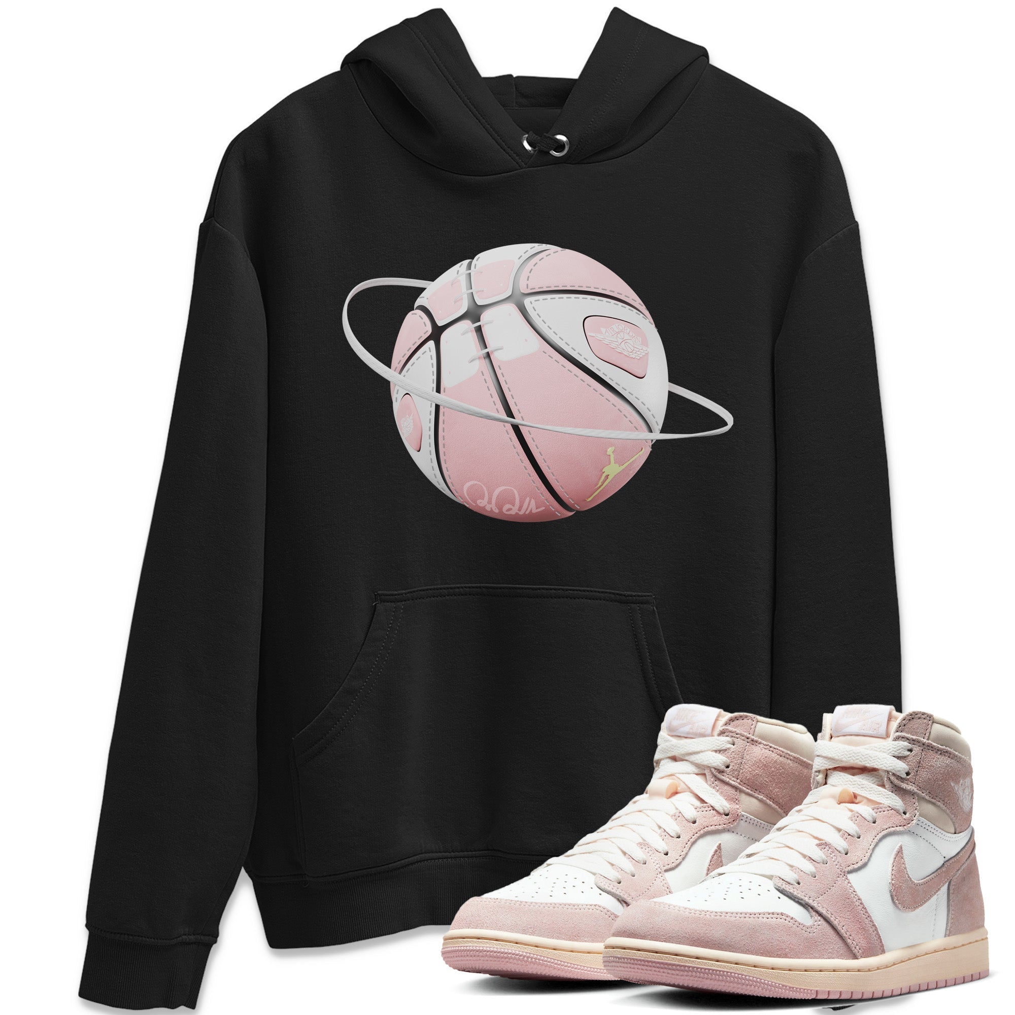 AJ1 Retro High OG Washed Pink Sneaker Match Tees Basketball Planet Sneaker Tees AJ1 Retro High OG Washed Pink Sneaker Release Tees Unisex Shirts Black 1