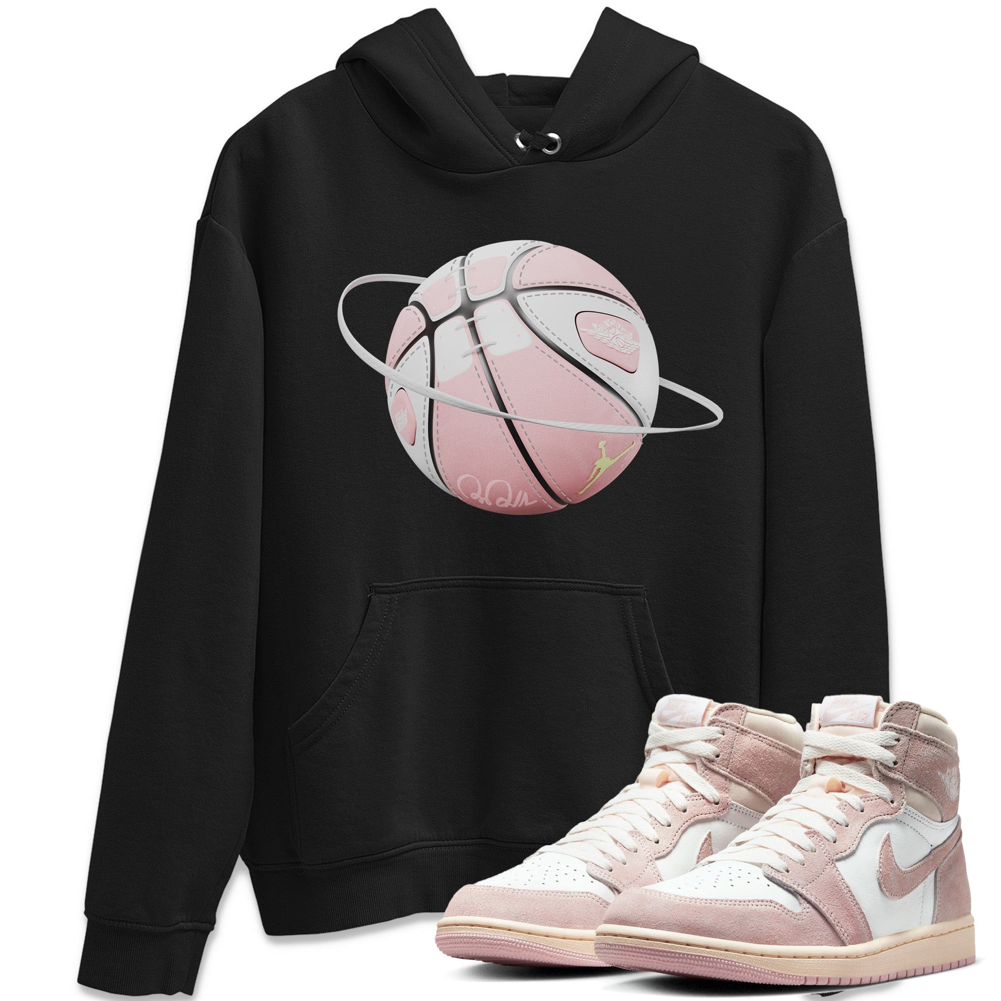 AJ1 Retro High OG Washed Pink Sneaker Match Tees Basketball Planet Sneaker Tees AJ1 Retro High OG Washed Pink Sneaker Release Tees Unisex Shirts Black 1