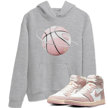 AJ1 Retro High OG Washed Pink Sneaker Match Tees Basketball Planet Sneaker Tees AJ1 Retro High OG Washed Pink Sneaker Release Tees Unisex Shirts Heather Grey 1